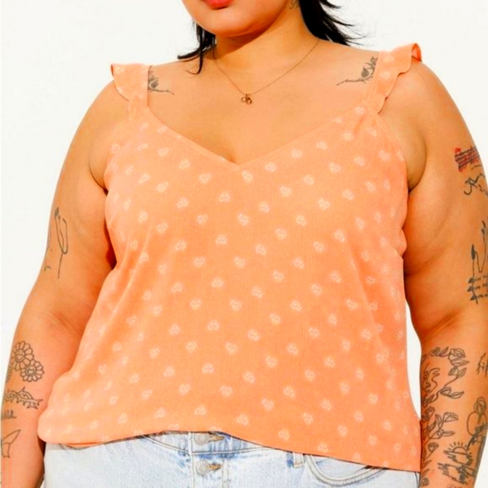 ❤️NWT TORRID FLORAL WASHABLE CRINKLE GAUZE CAMI - PEACH TANK - PLUS SIZE